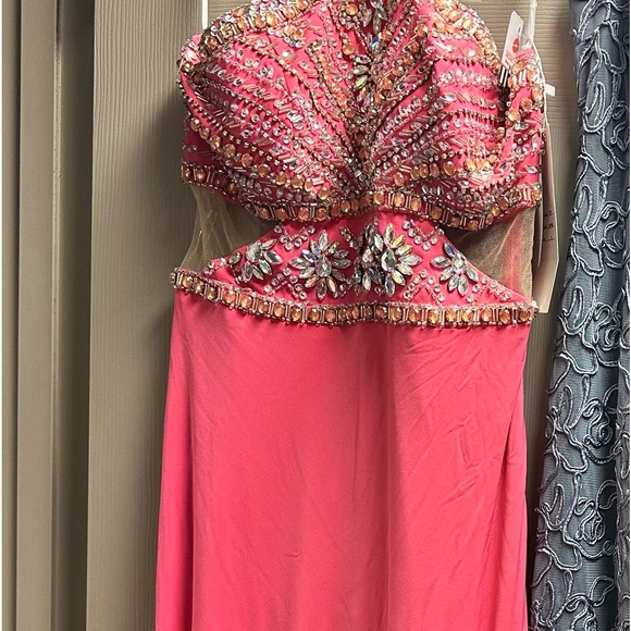 Ava Presley Hot Pink Sequin Accent Dress-Gown - Picture 3 of 5